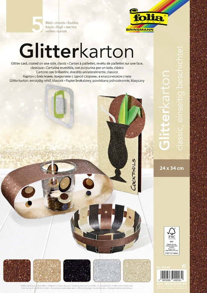 folia Carton à paillettes 'Ice', 240 x 340 mm, 300 g/m2