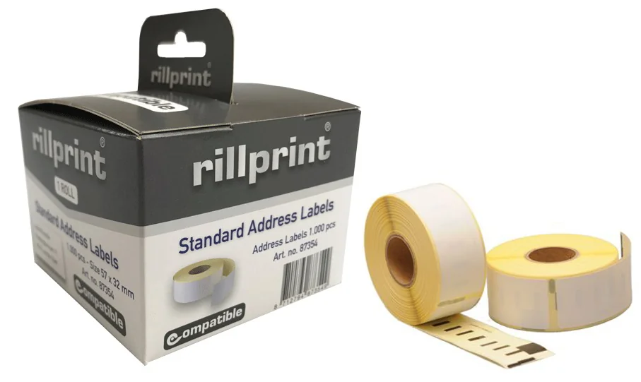 rillstab Rouleau d'étiquettes, 57 x 32 mm, permanent, blanc