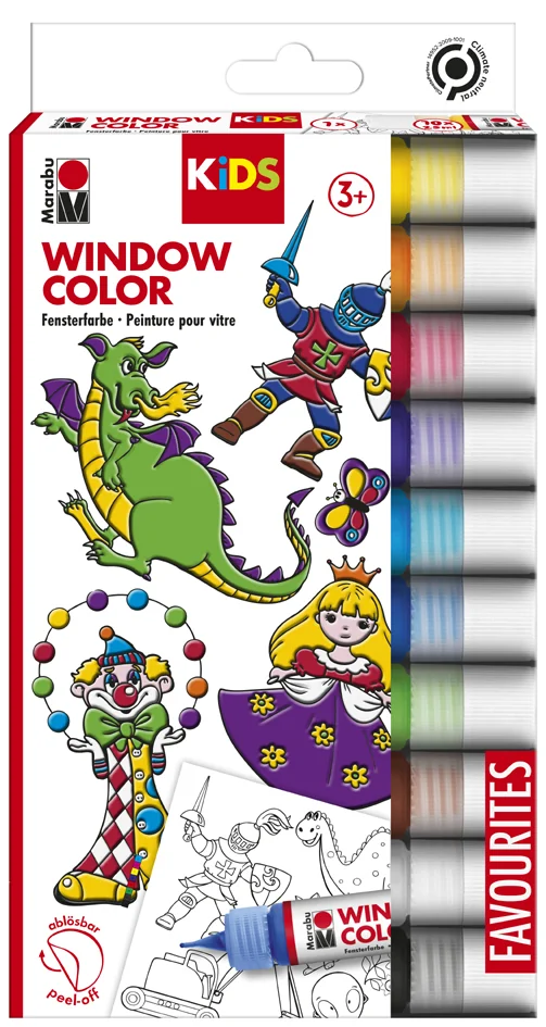 Marabu KiDS Window Color, kit de 10, assorti