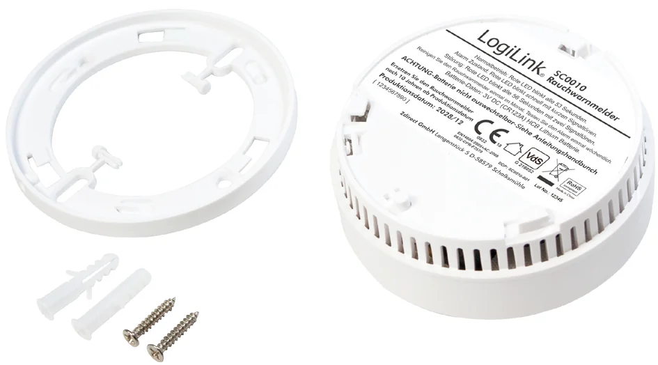 LogiLink Détecteur de fumée Longlife, avec batterie, blanc