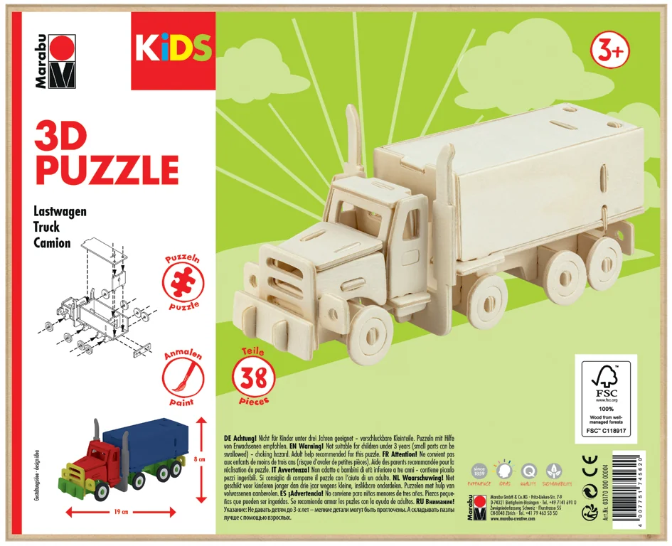 Marabu KiDS Puzzle 3D 'Camion', 38 pièces