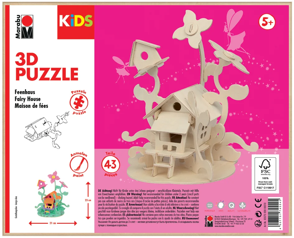 Marabu KiDS Puzzle 3D 'Maison des fées', 43 pièces
