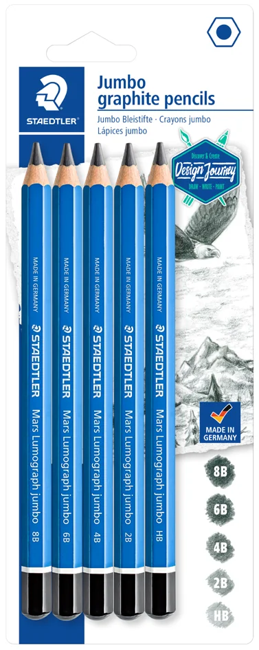 STAEDTLER Crayon graphite Mars Lumograph jumbo, blister de 5