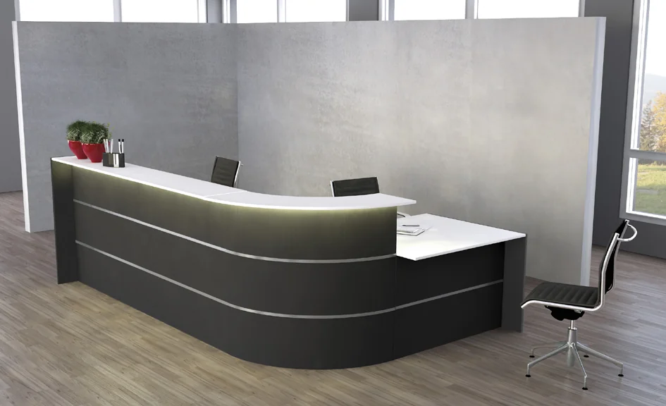 kerkmann Grand comptoir en L BARI, espace conseil anthracite Grand Paris Fournitures kerkmann Grand comptoir en L BARI, espace conseil anthracite – Image 3