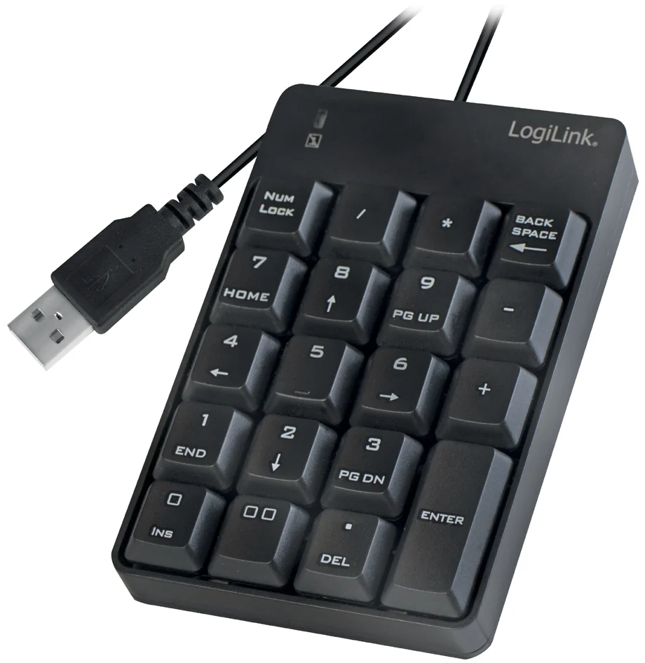 LogiLink Pavé numérique USB, avec câble, 19 touches, noir