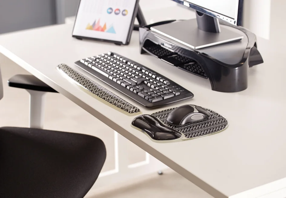 Fellowes Repose-poignet pour clavier Photo Gel, noir/blanc