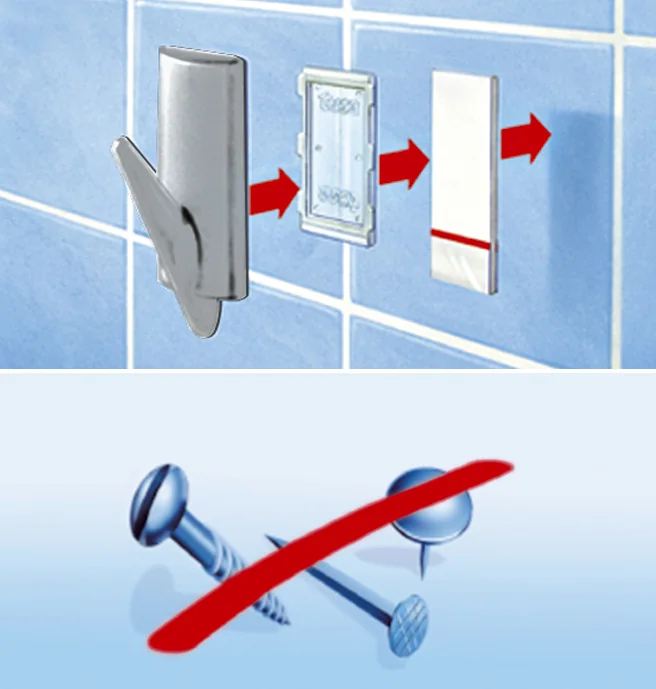 tesa Powerstrips Crochet adhésif SMALL, métal, long