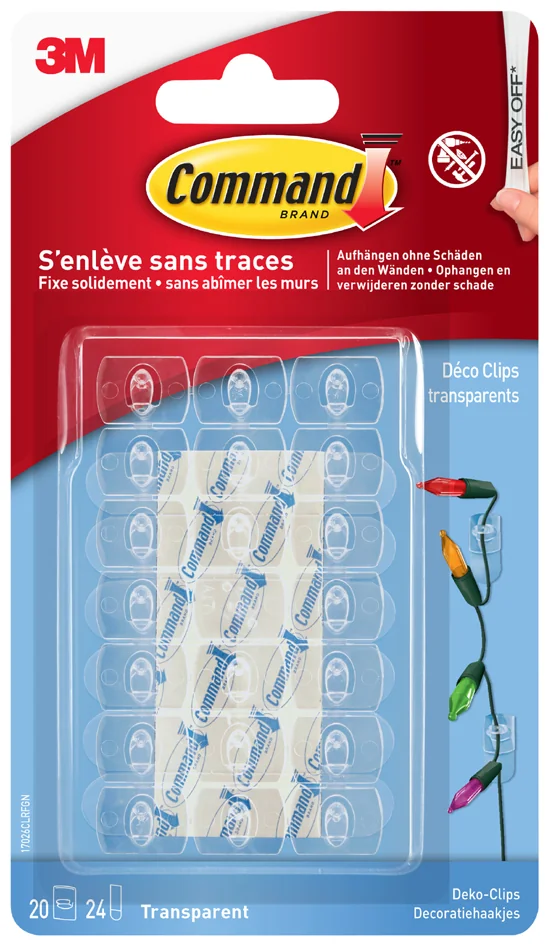 3M Command Clip décoratif, plastique, taille XS, transparent
