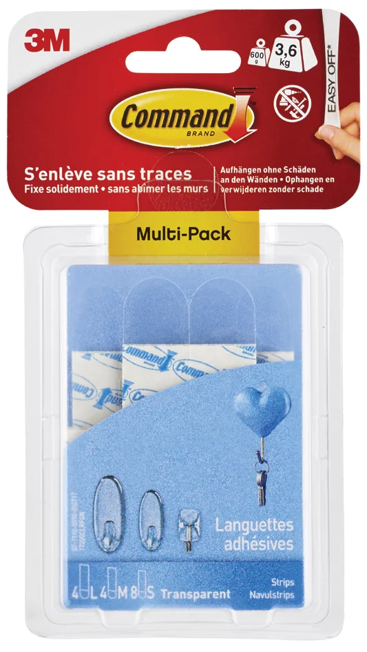 3M Command Recharge languette adhésive, transparent, assorti