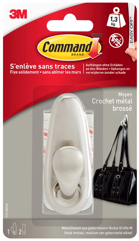 3M Command Crochet en métal 'Classic', taille M, argent