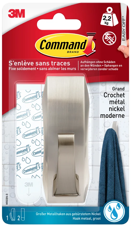 3M Command Crochet en métal 'Modern', taille: M, argent