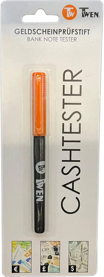 TWEN Stylo détecteur de faux billets, couleur: orange / noir