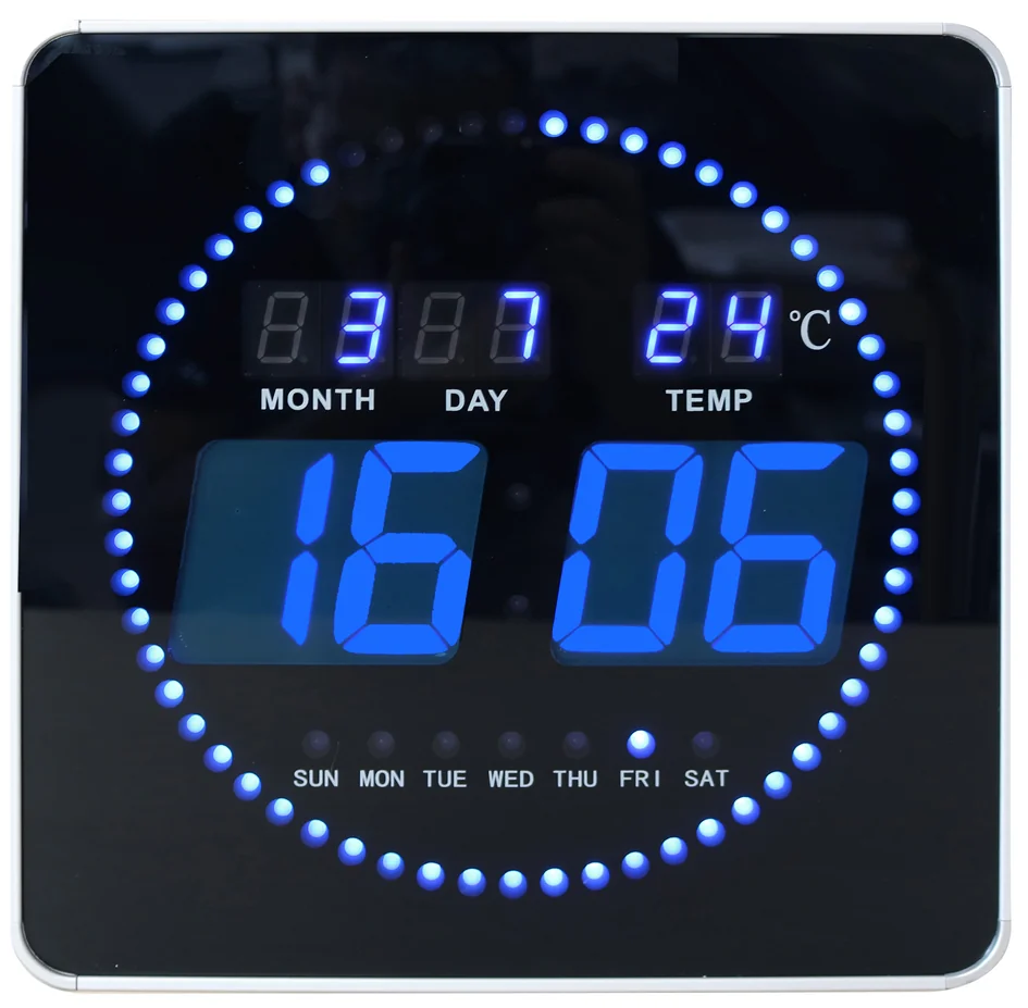 UNiLUX Horloge murale LED FLO, date/température, noir
