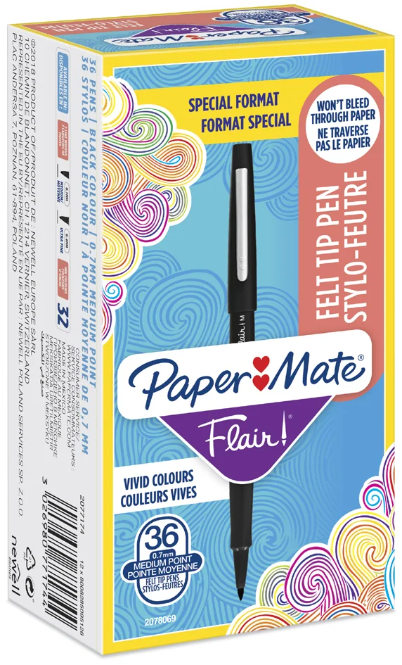 Paper:Mate Stylo feutre Flair Original, Value Pack, noir