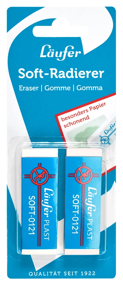 Läufer Gomme en plastique PLAST SOFT, carte blister de 2