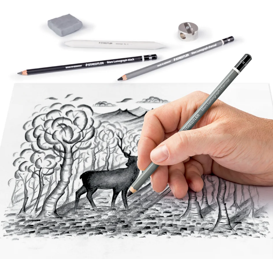 STAEDTLER Kit de dessin/ de fusains Charcoal Design Journey
