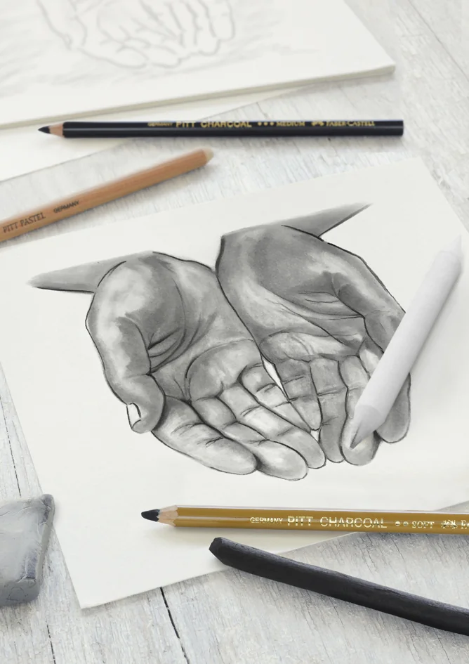 FABER-CASTELL Set d'esquisse au fusain PITT, 7 pièces