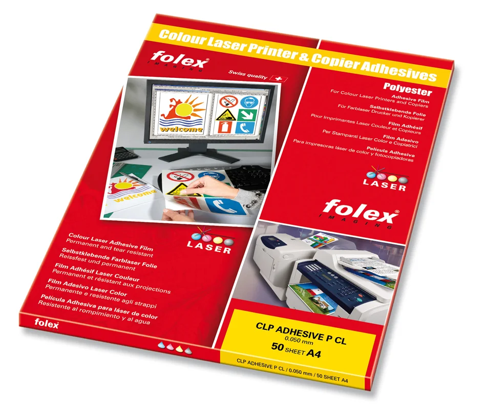 FOLEX Film laser couleur, A4, autocollant, transparent