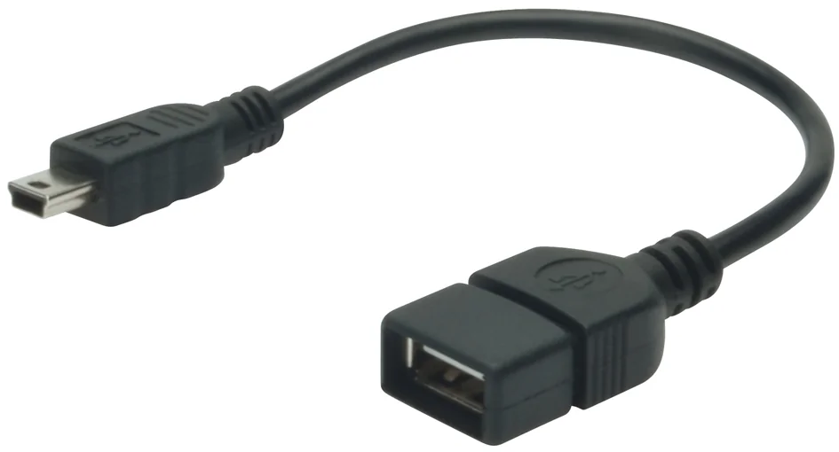 DIGITUS Câble adaptateur USB 2.0, mini USB-B - USB-A, 0,2 m
