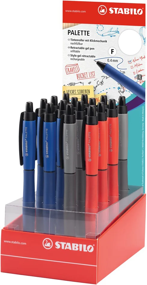 STABILO Stylo roller Palette, présentoir de comptoir de 16
