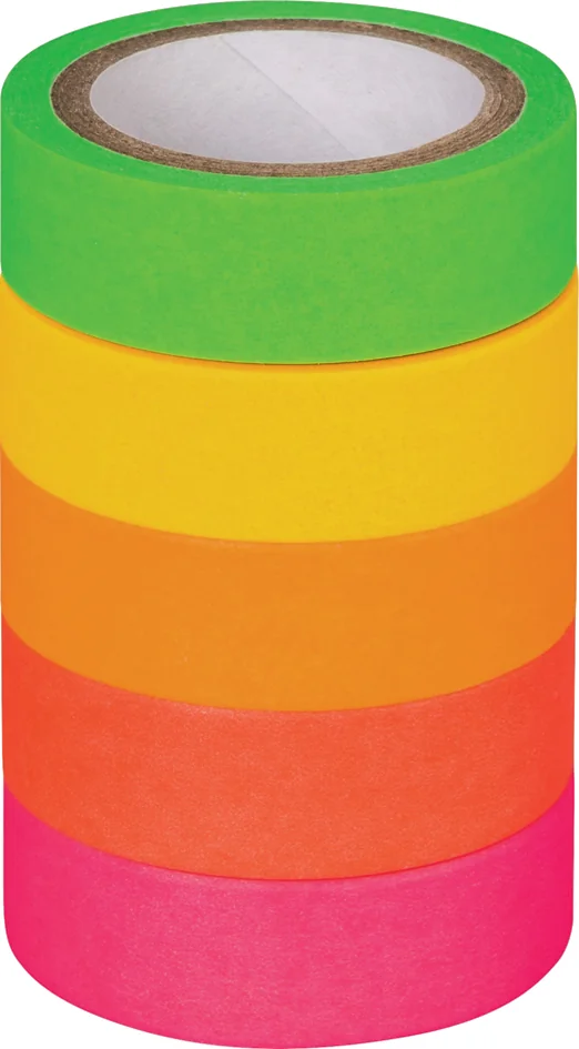 HEYDA Ruban adhésif décoratif 'Arc-en-ciel fluo',scintillant
