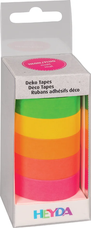 HEYDA Ruban adhésif décoratif 'Arc-en-ciel fluo', présentoir