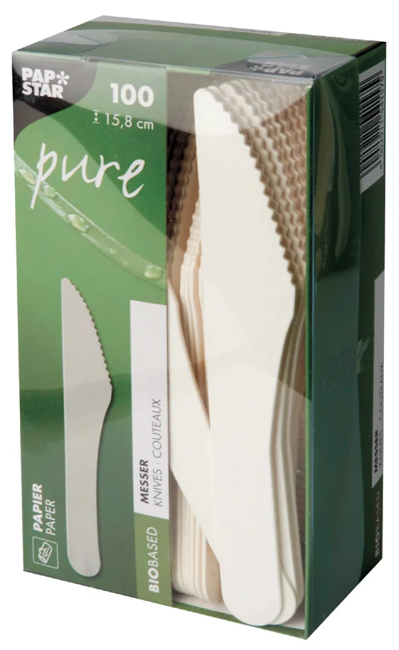 PAPSTAR Couteau en papier 'pure', longueur: 158 mm, blanc