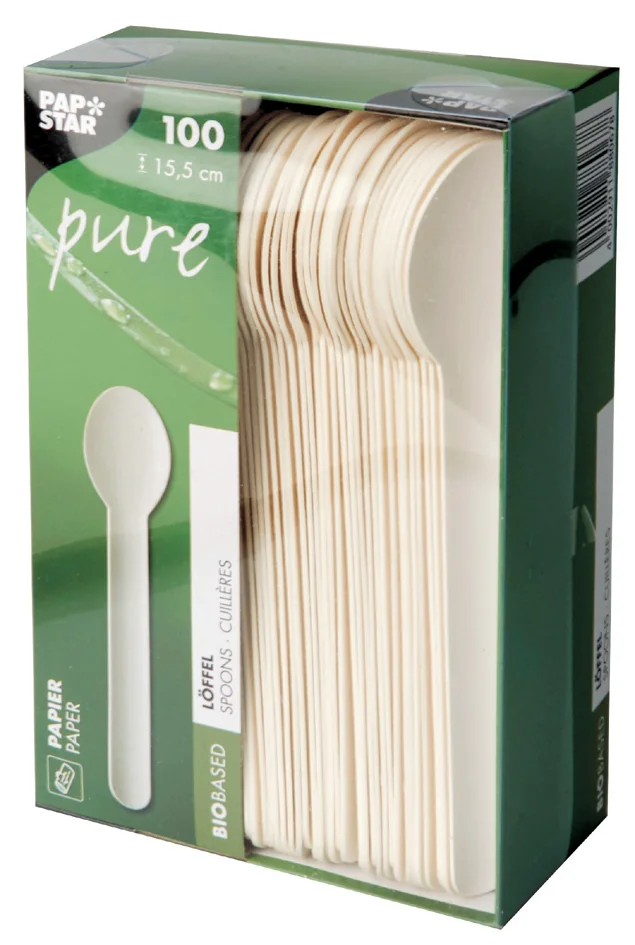 PAPSTAR Cuillère en papier 'pure', longueur: 155 mm, blanc