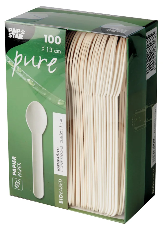 PAPSTAR Cuillère à café en papier 'pure', blanc