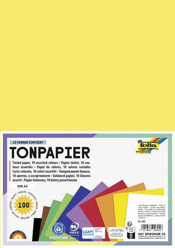 folia Papier de couleur, A4, 130 g/m2, assorti