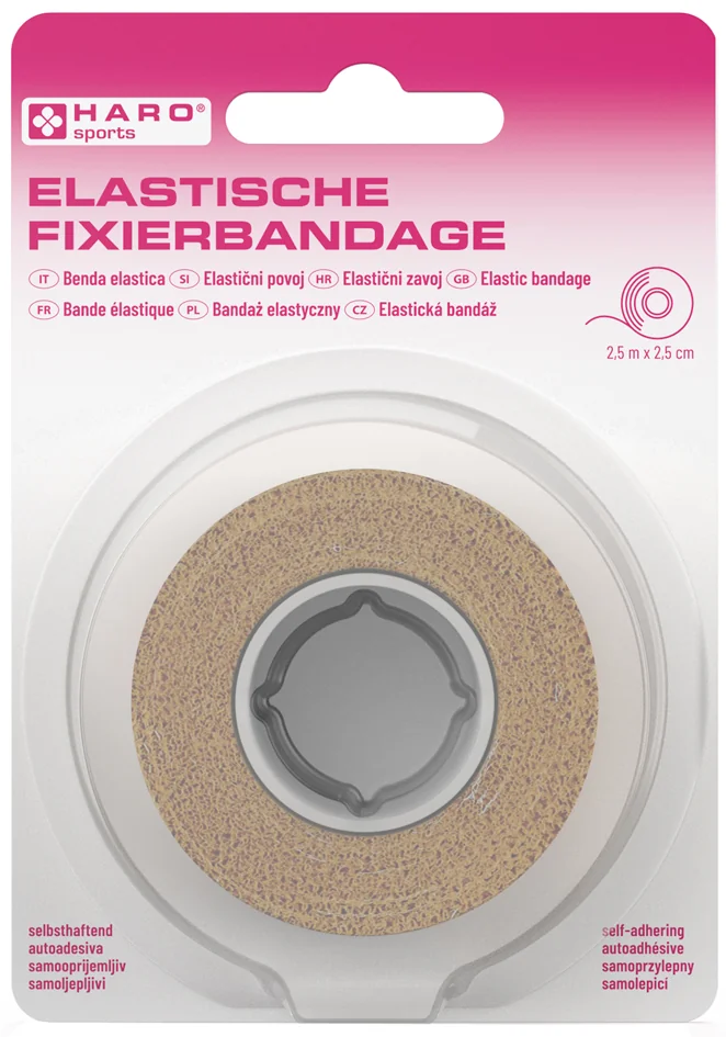 HARO Bande de fixation élastique, 25 mm x 2,5 m, ton chair