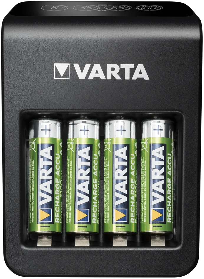 VARTA Chargeur LCD Plug Charger+, avec 4 piles AA