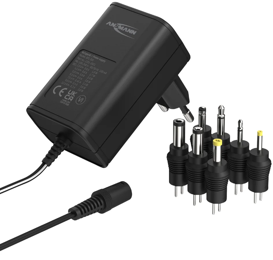 ANSMANN Bloc secteur universel APS 300, 3,6 W / 3-12 V, noir