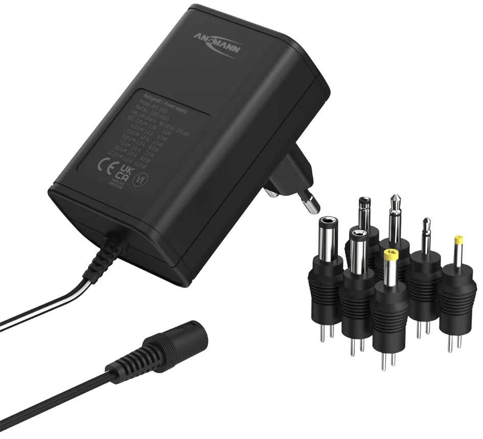 ANSMANN Bloc secteur universel APS 1000, 12 W / 3-12 V, noir