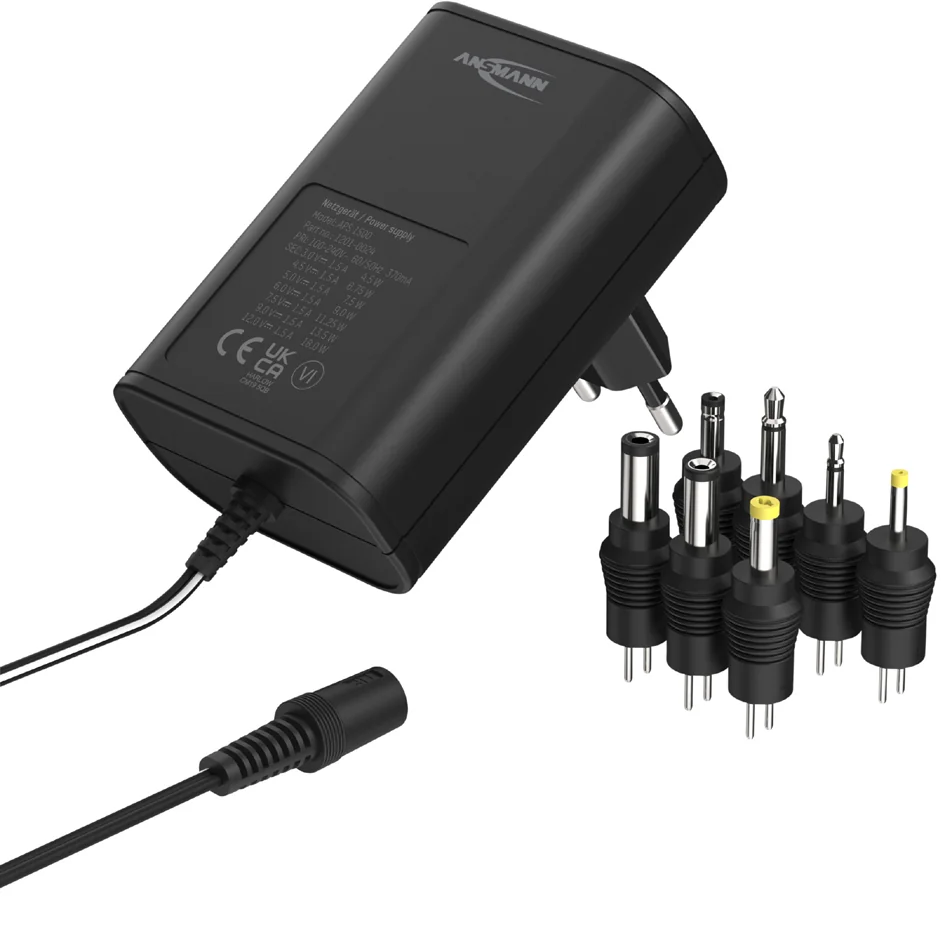 ANSMANN Bloc secteur universel APS 1500, 18 W / 3-12 V, noir