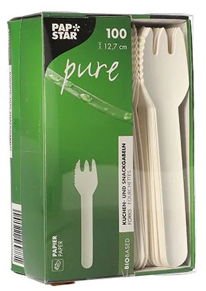 PAPSTAR Fourchette à gâteau en papier 'pure', blanc