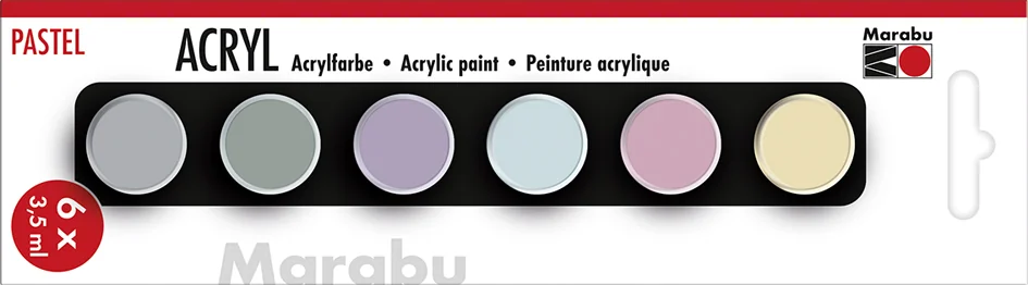 Marabu Set de peinture acrylique 'PASTEL', 6 x 3,5 ml