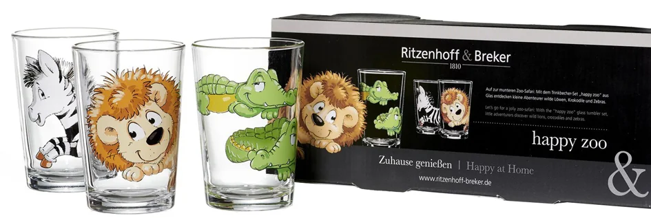 Ritzenhoff & Breker Verre pour enfants HAPPY ZOO, set de 3