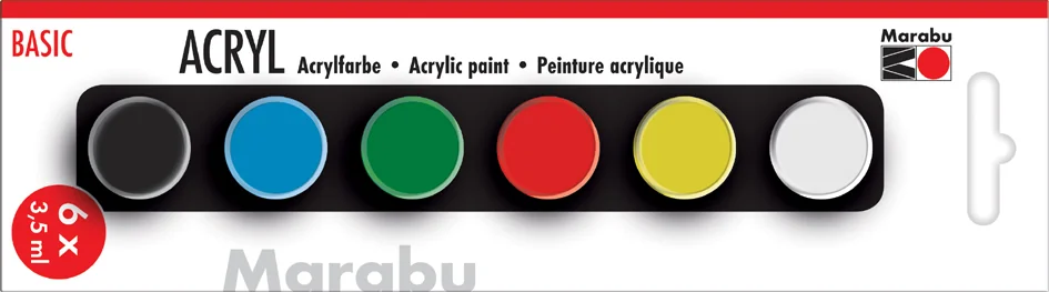 Marabu Set de peinture acrylique 'BASIC', 12 x 3,5 ml