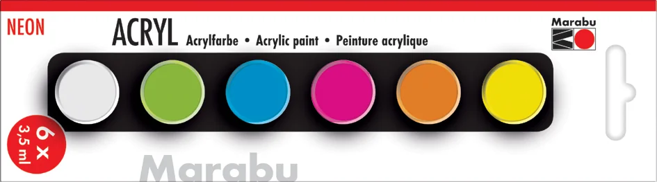 Marabu Set de peinture acrylique 'NEON', 6 x 3,5 ml