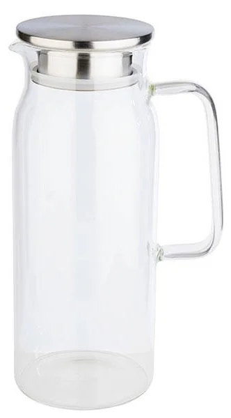 APS Carafe en verre avec couvercle, 1,5 litres, verre/inox
