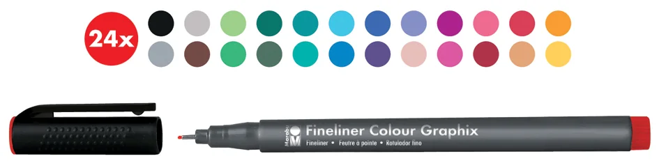 Marabu Fineliner COLOUR GRAPHIX HYPNOTIZE, étui carton de 24 Grand Paris Fournitures Marabu Fineliner COLOUR GRAPHIX HYPNOTIZE, étui carton de 24 – Image 3