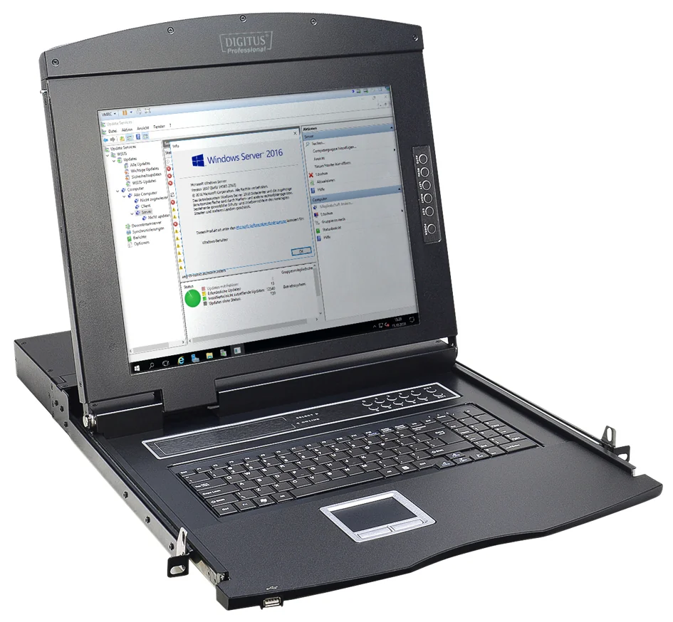 Console Modulaire DIGITUS 19 Pouces avec Switch KVM 1-Port - Solution de Gestion Serveur Optimale