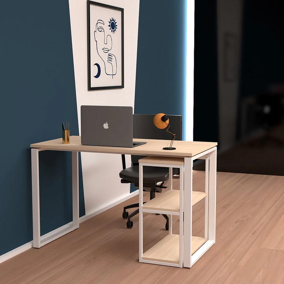 PAPERFLOW Bureau easyHome LV12, blanc/chêne Grand Paris Fournitures PAPERFLOW Bureau easyHome LV12, blanc/chêne