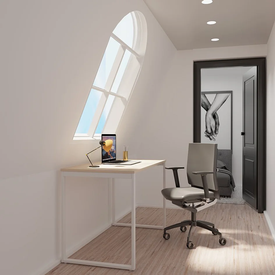 PAPERFLOW Bureau easyHome LV12, blanc/chêne Grand Paris Fournitures PAPERFLOW Bureau easyHome LV12, blanc/chêne – Image 2