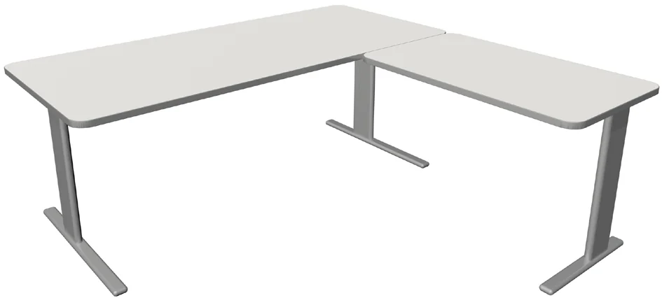 kerkmann Bureau UNIC avec extension, (L)2.000 mm, blanc