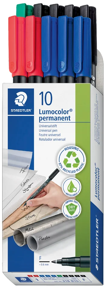 STAEDTLER Marqueur permanent 318F Lumocolor, étui de 10