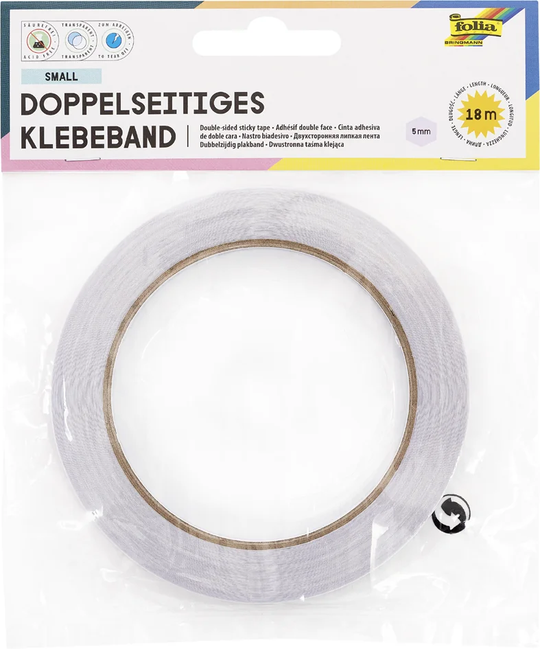folia Ruban adhésif double face, 10 mm x 18 m, transparent