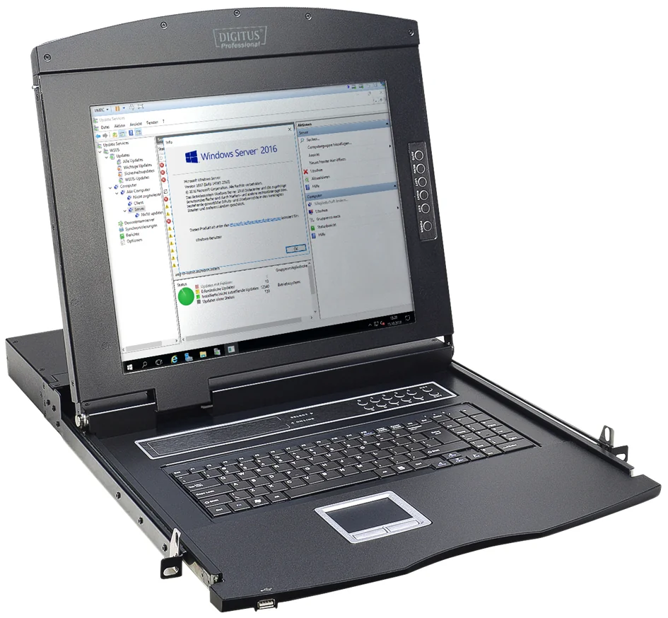 Console KVM DIGITUS 19 Pouces avec Écran TFT - Switch 16 Ports pour Gestion Serveur