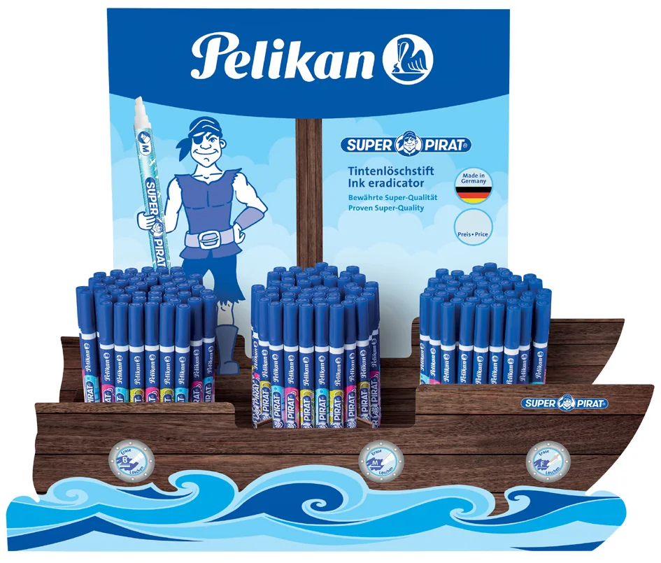 Pelikan Présentoir Effaceurs d'encre dans bateau de pirates